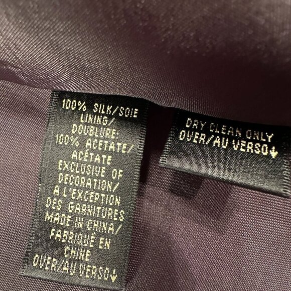 Dana Buchman Blazer Womens Silk Feather Trim  Jacket Velvet Buttons Long Sleeves - Picture 4 of 15